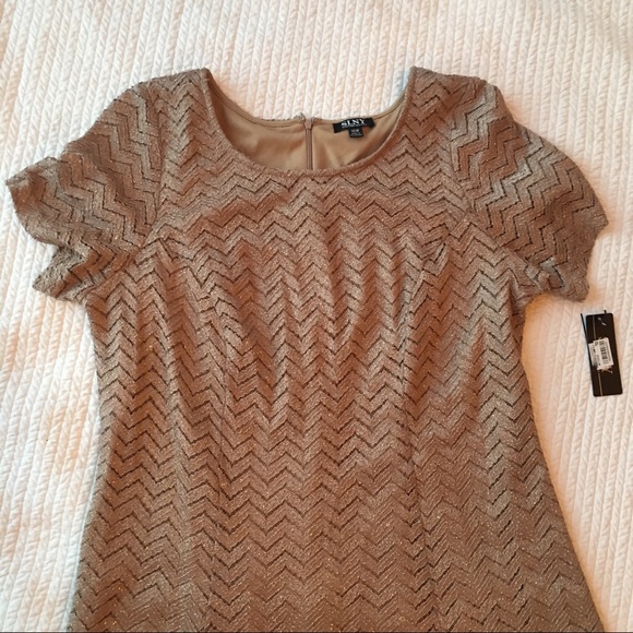 Flowy Sparkly Dark Tan Midi Dress - Picture 2 of 7